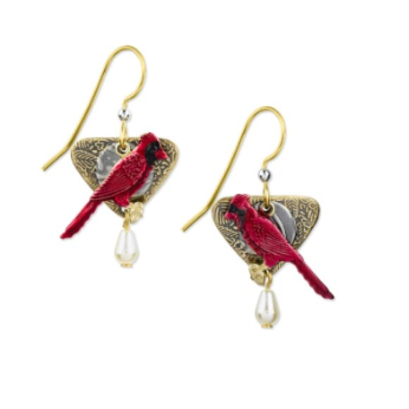Silver Forest Cardinal Earrings NEW - Picture 2 of 4